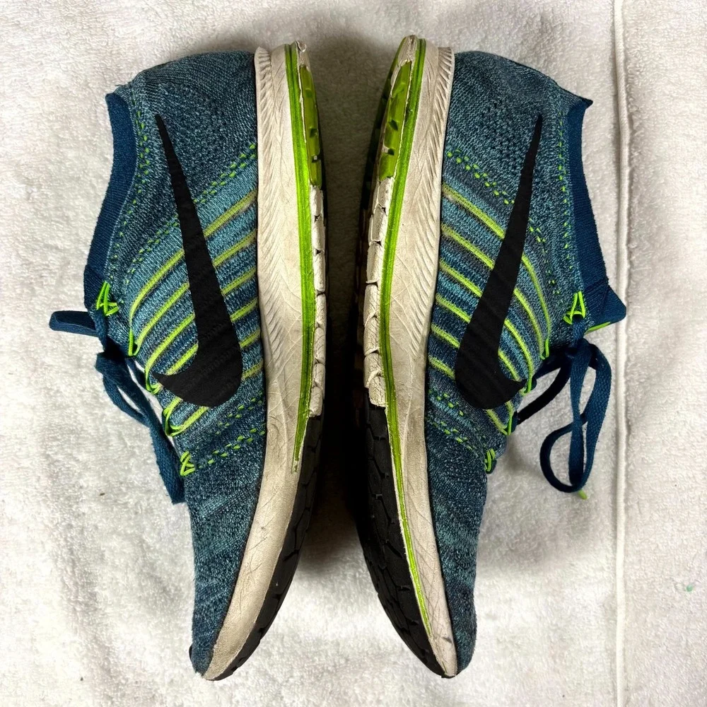 Nike Zoom Flyknit Streak 835994-400 Mens US 9.5 Shoes Blue‎ Black Green Sneakers